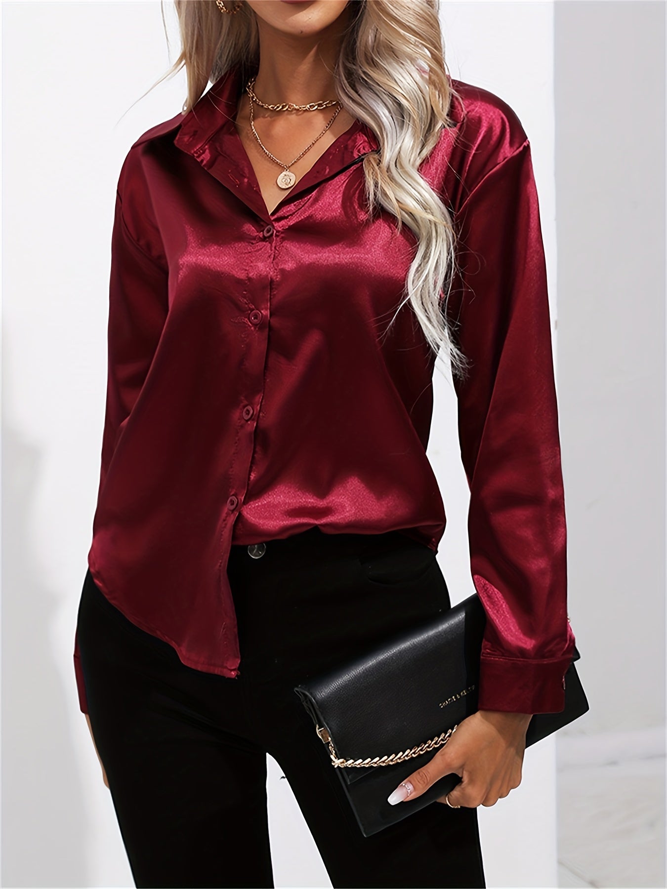 Ligne™ | Chemisier en satin polyester