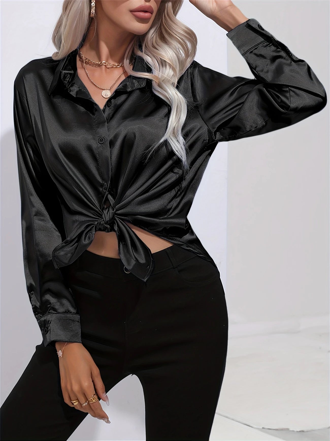 Ligne™ | Chemisier en satin polyester