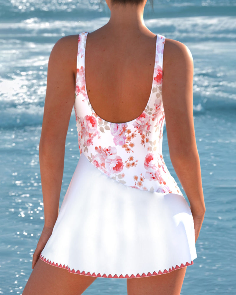 Maillot de bain avec jupe et dos nu