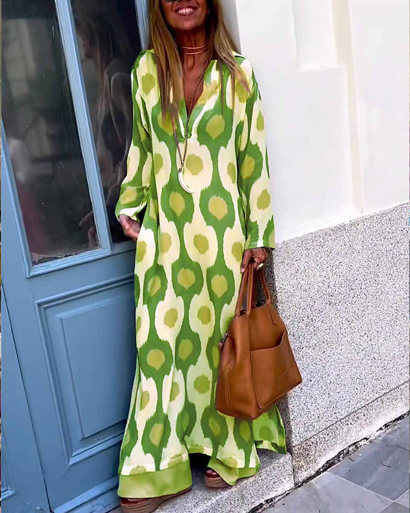 Ligne™ | Népal robes à col en V imprimées