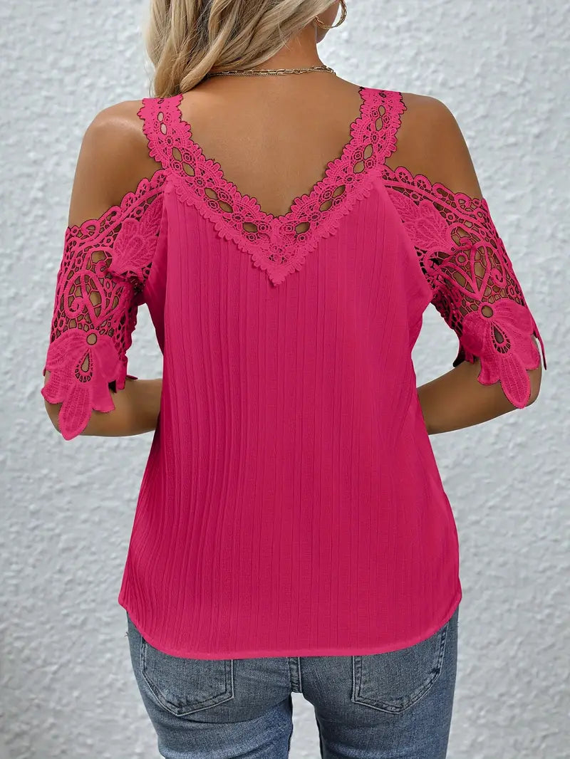 Ligne™ | Blouse avec dentelle contrastante