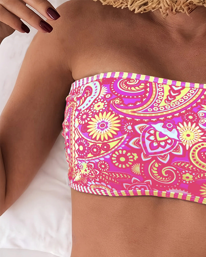 Maillot de bain Deux Pièces Imprimé Style Ethnique