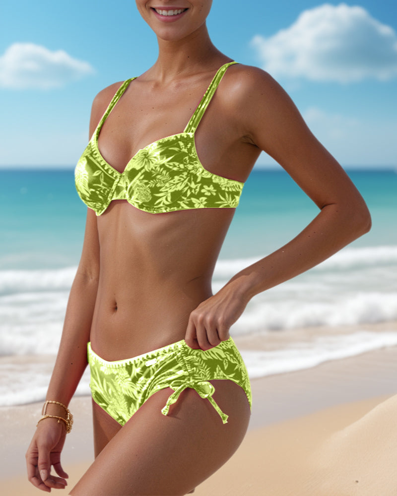 Maillot De Bain Deux Pièces Triangle À Lacets Et Imprimé