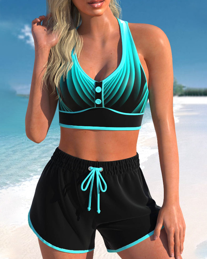 Bikinis taille haute imprimé dégradé