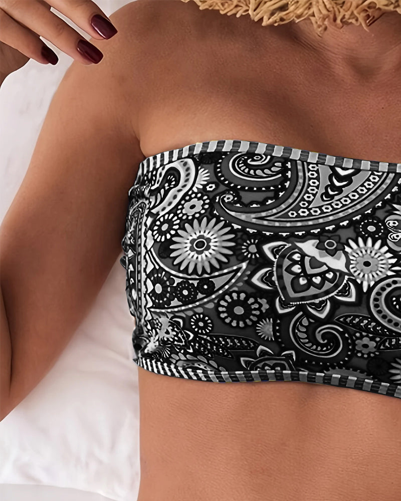 Maillot de bain Deux Pièces Imprimé Style Ethnique
