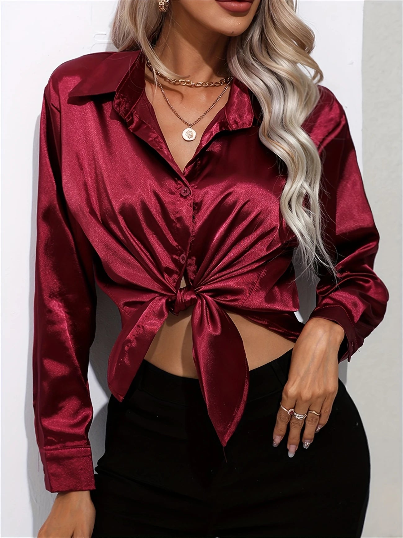 Ligne™ | Chemisier en satin polyester
