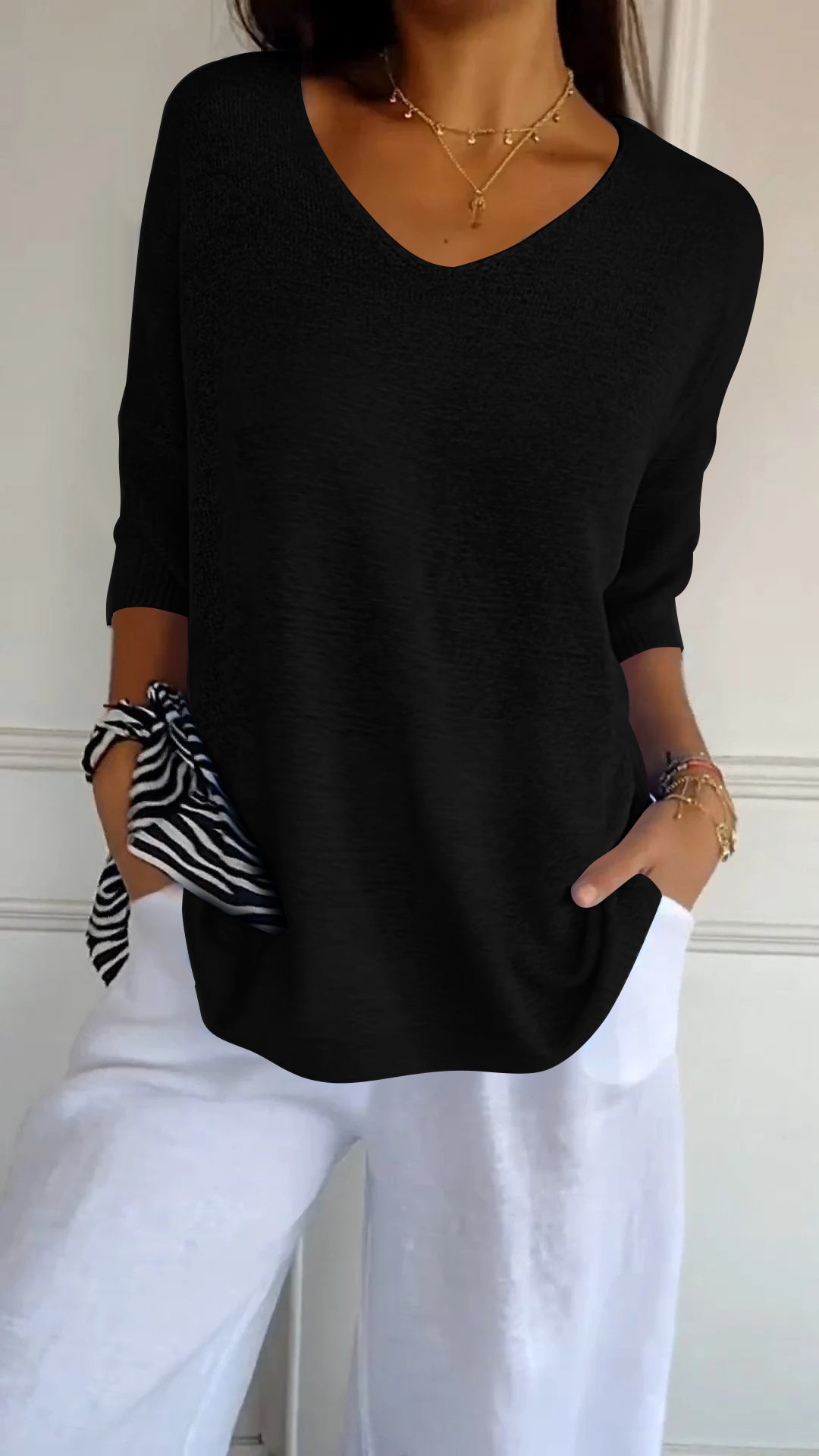 Linge™ | Top en maille à col en V