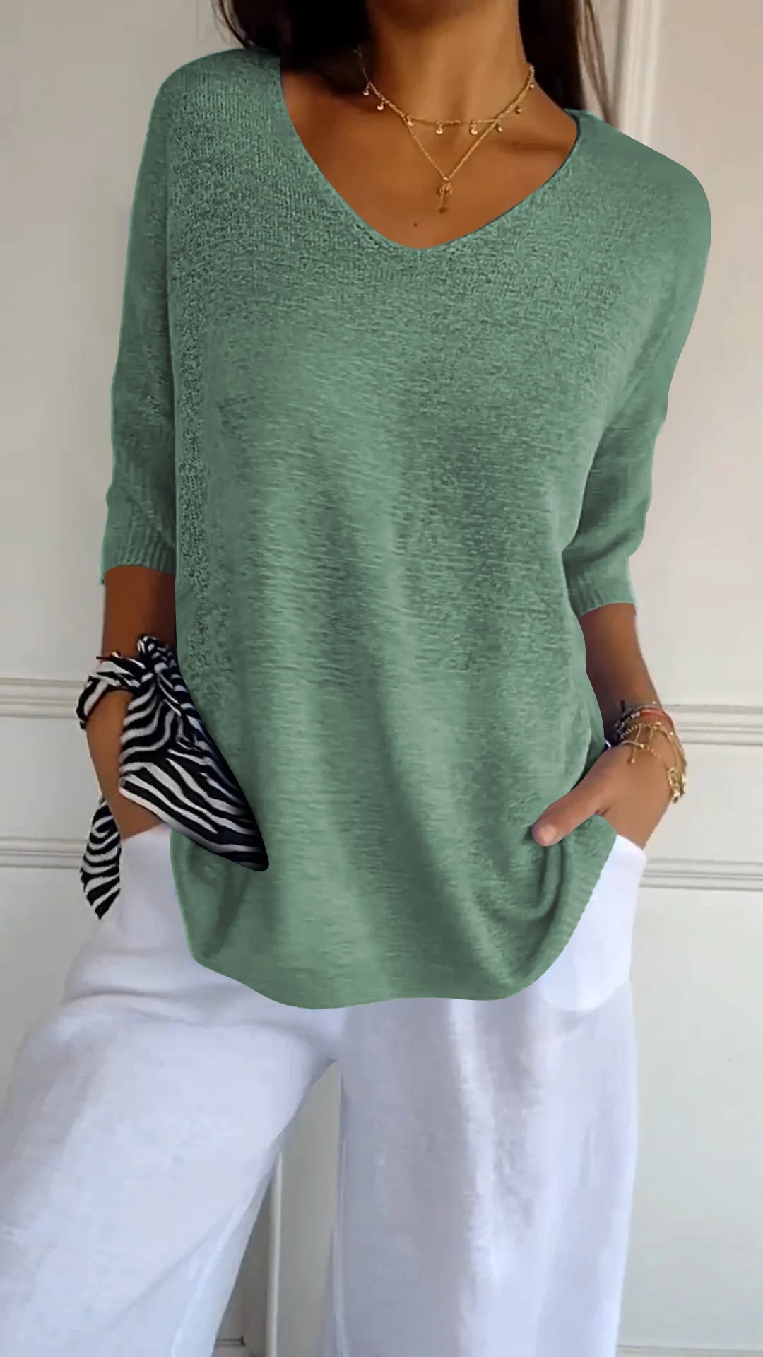Linge™ | Top en maille à col en V