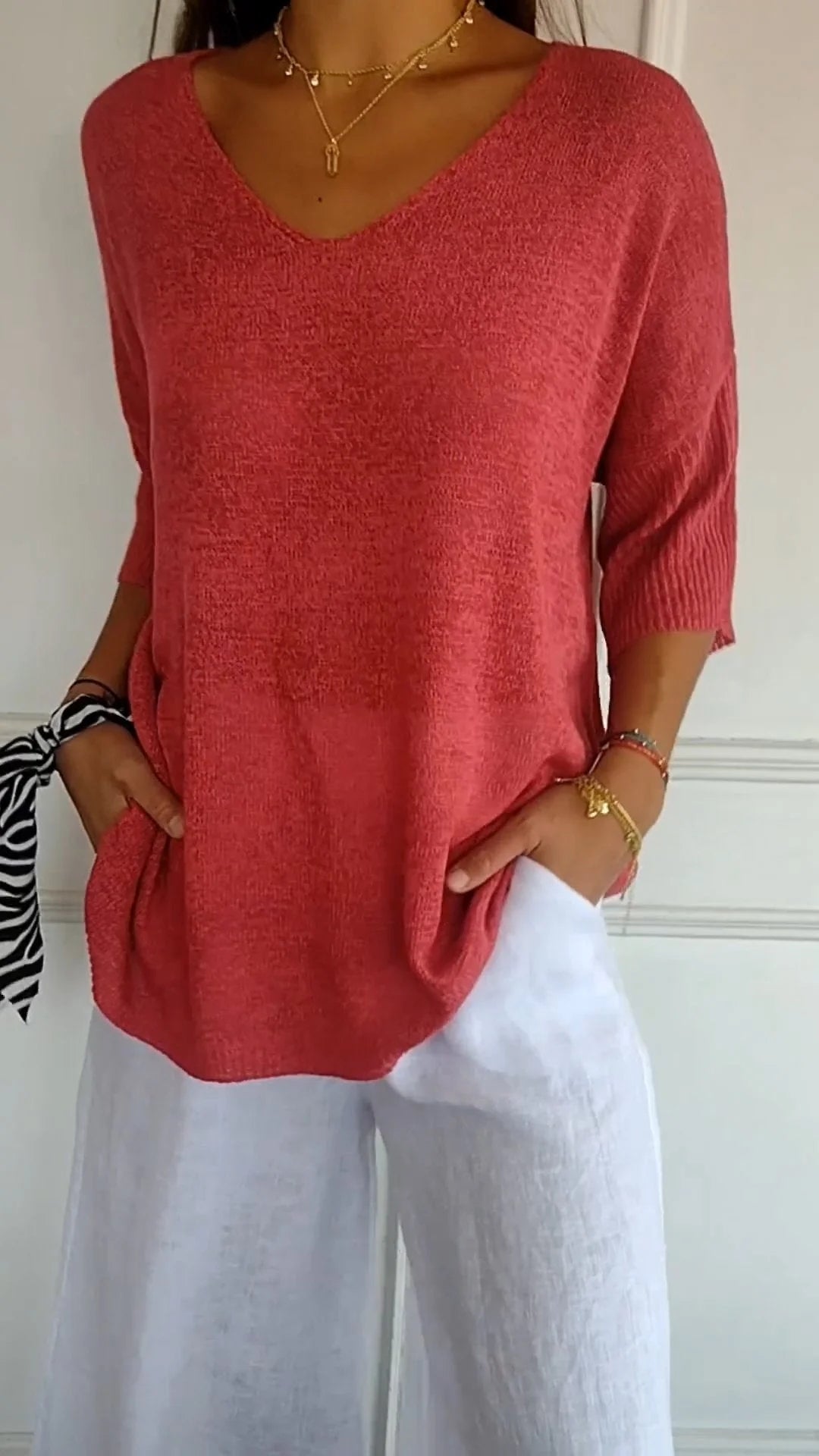 Linge™ | Top en maille à col en V