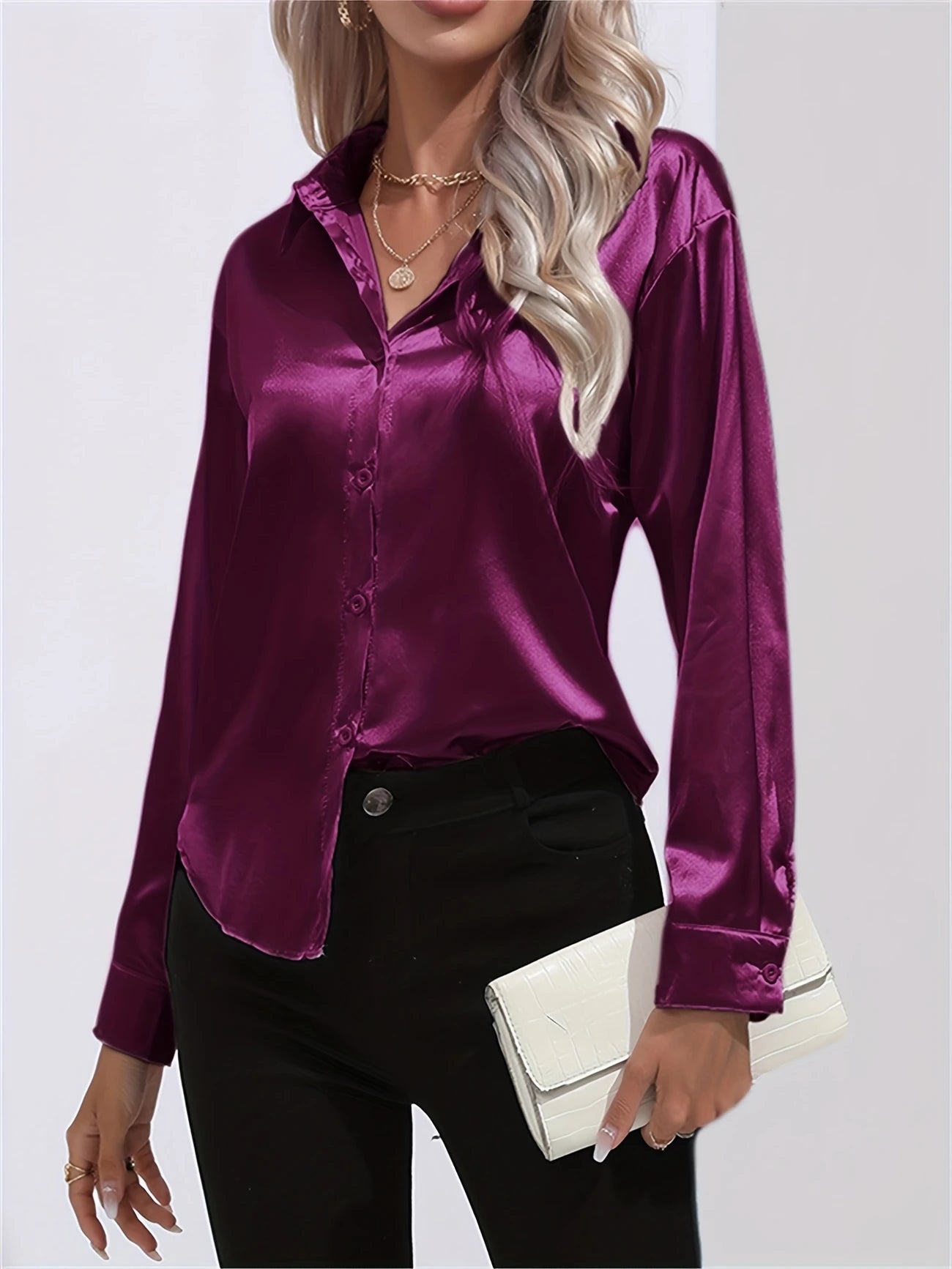 Ligne™ | Chemisier en satin polyester