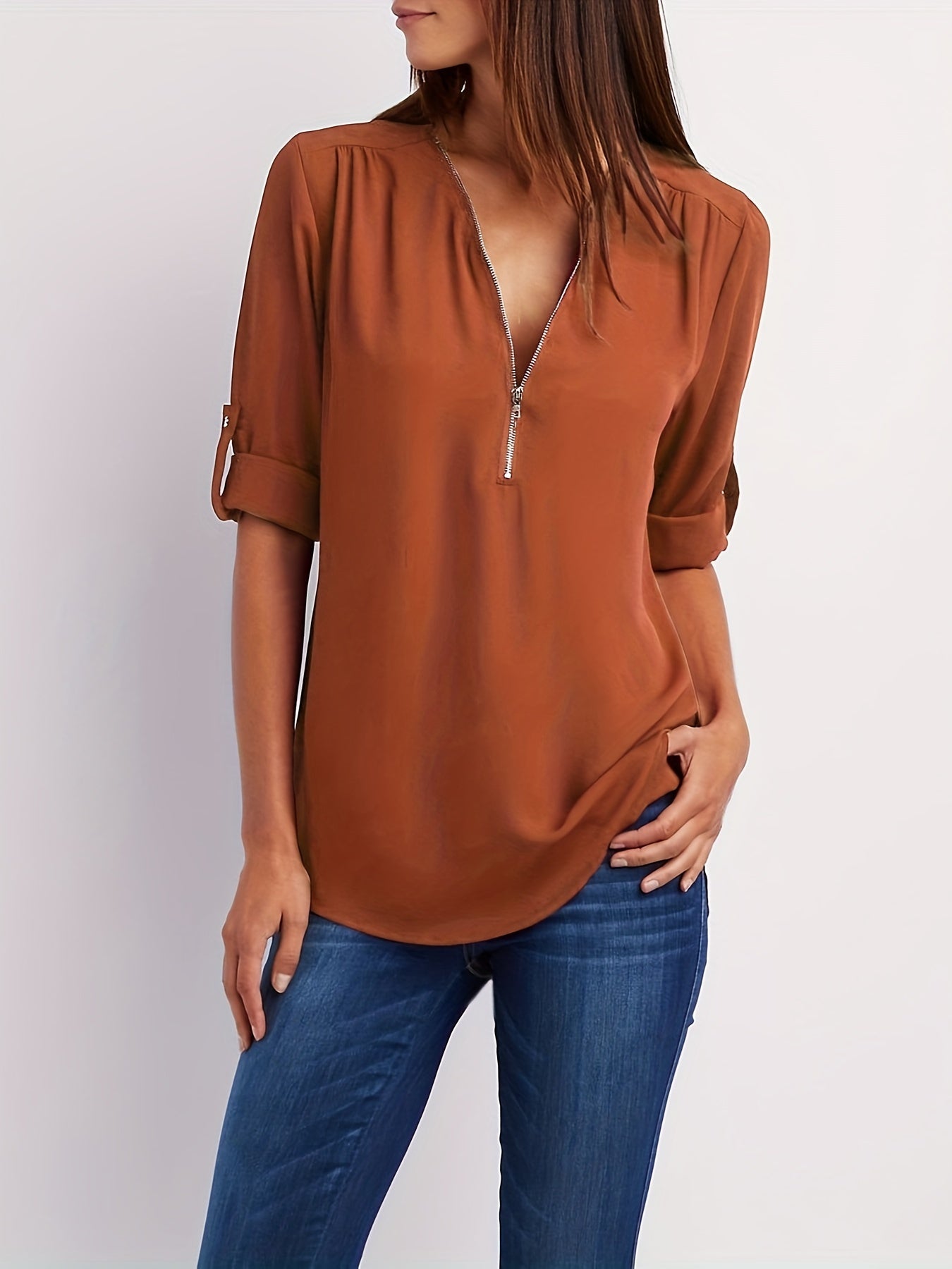 Ligne™ | Blouse à demi-zip décontractée