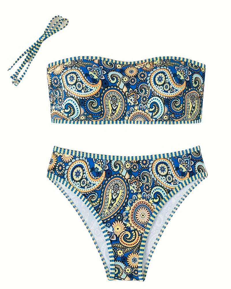 Maillot de bain Deux Pièces Imprimé Style Ethnique
