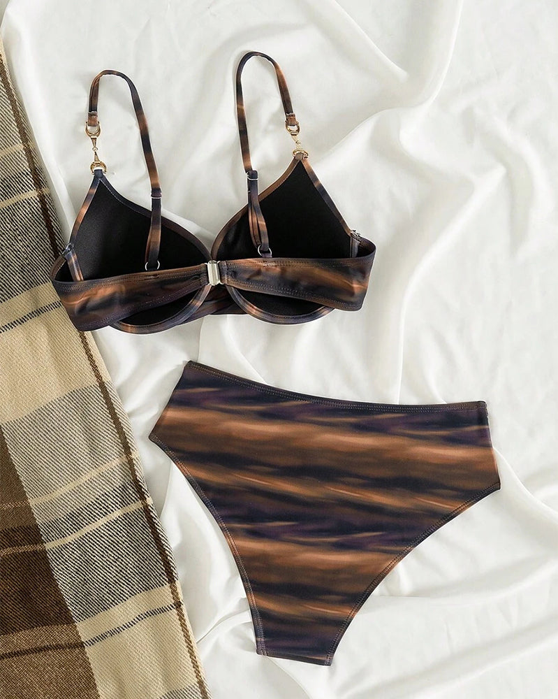 Bikini Rétro Dégradé Plissé Sexy