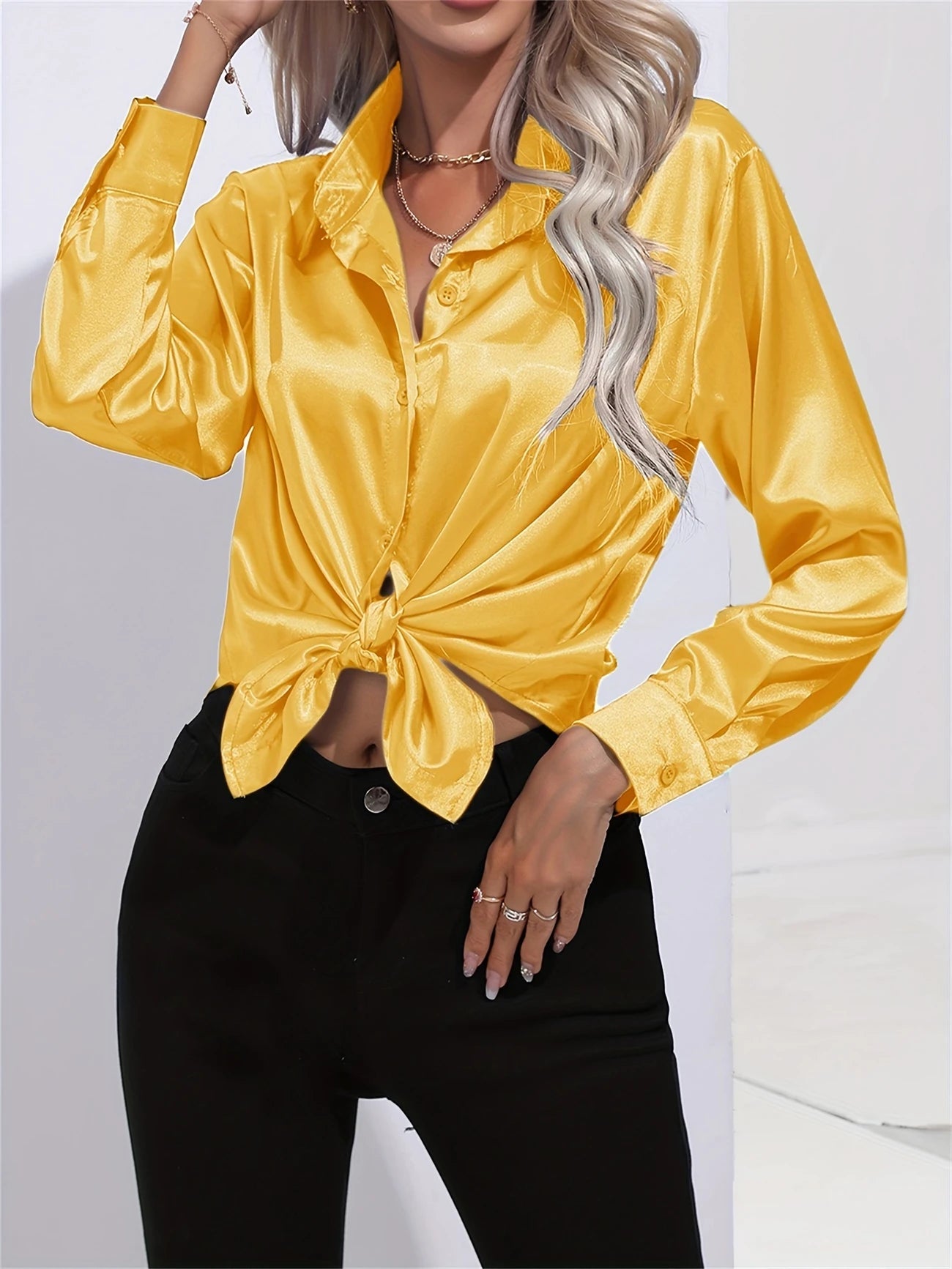 Ligne™ | Chemisier en satin polyester