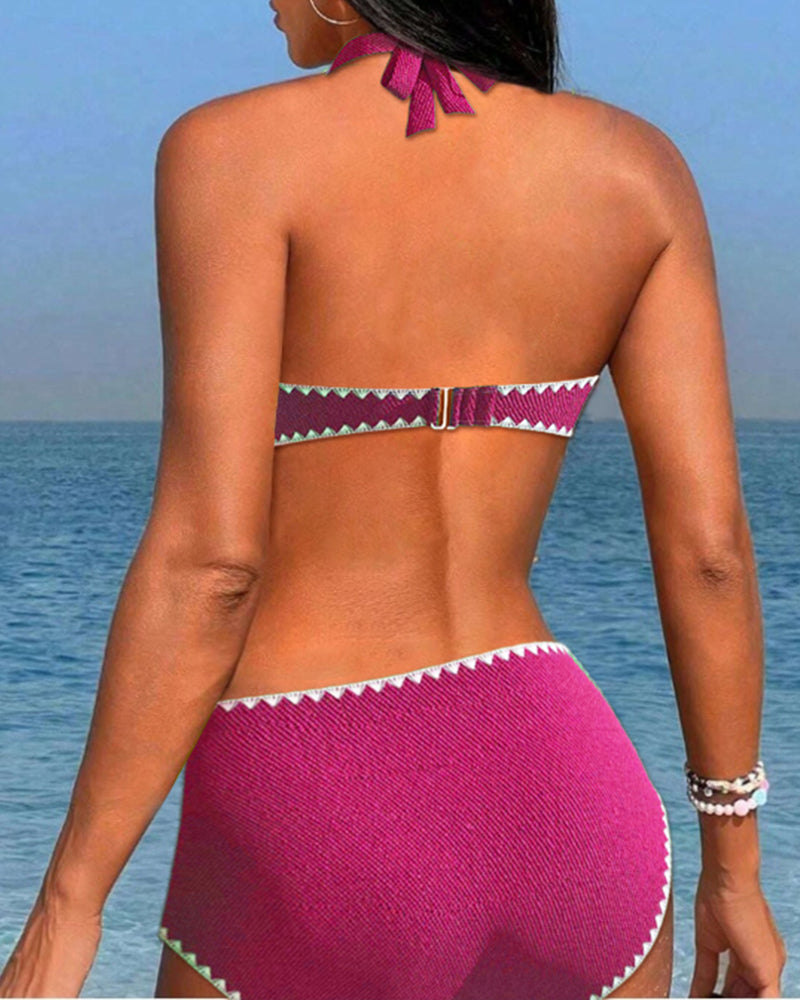 Bikini de vacances simple dos nu plissé