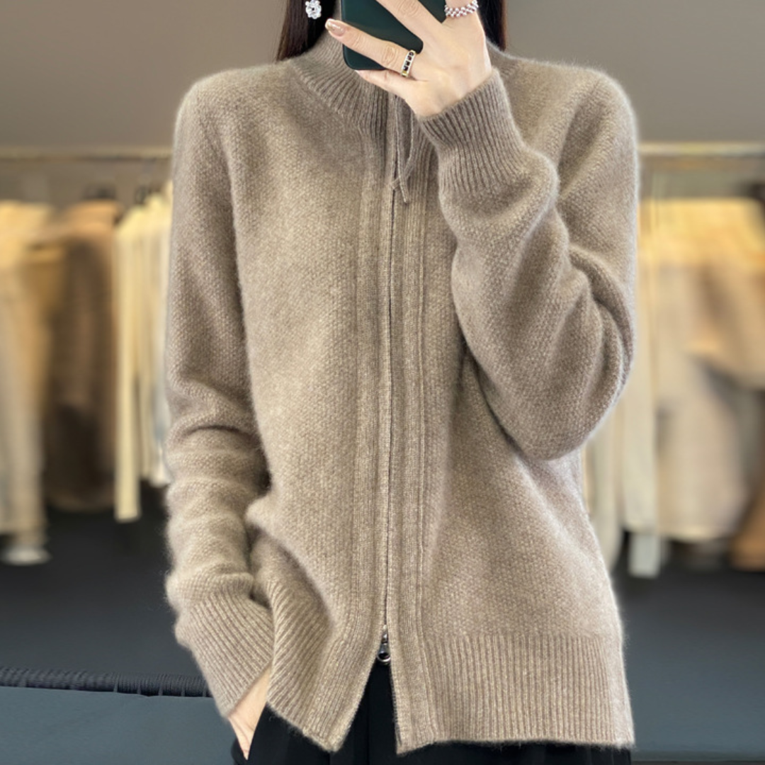 Ligne™ | Cardigan zippé en cachemire 100% laine