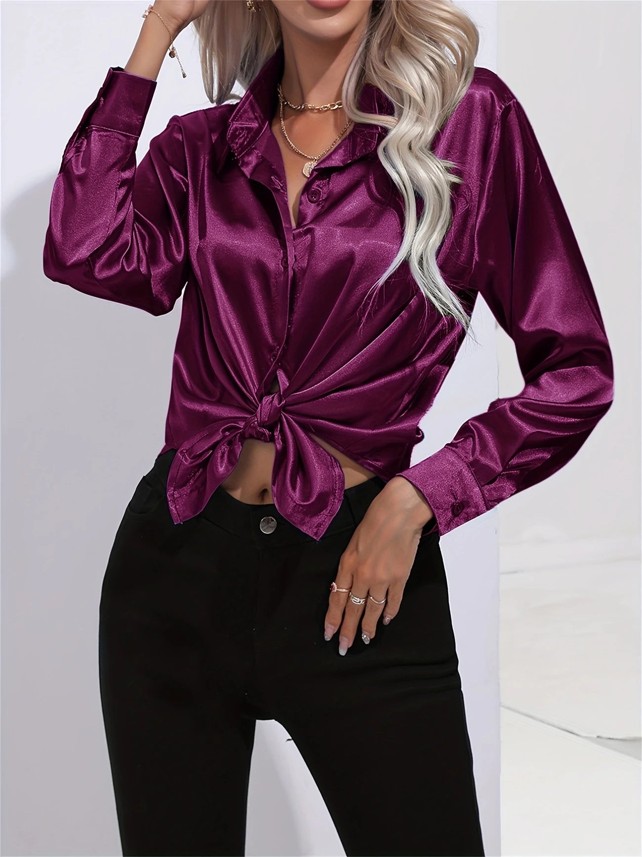 Ligne™ | Chemisier en satin polyester
