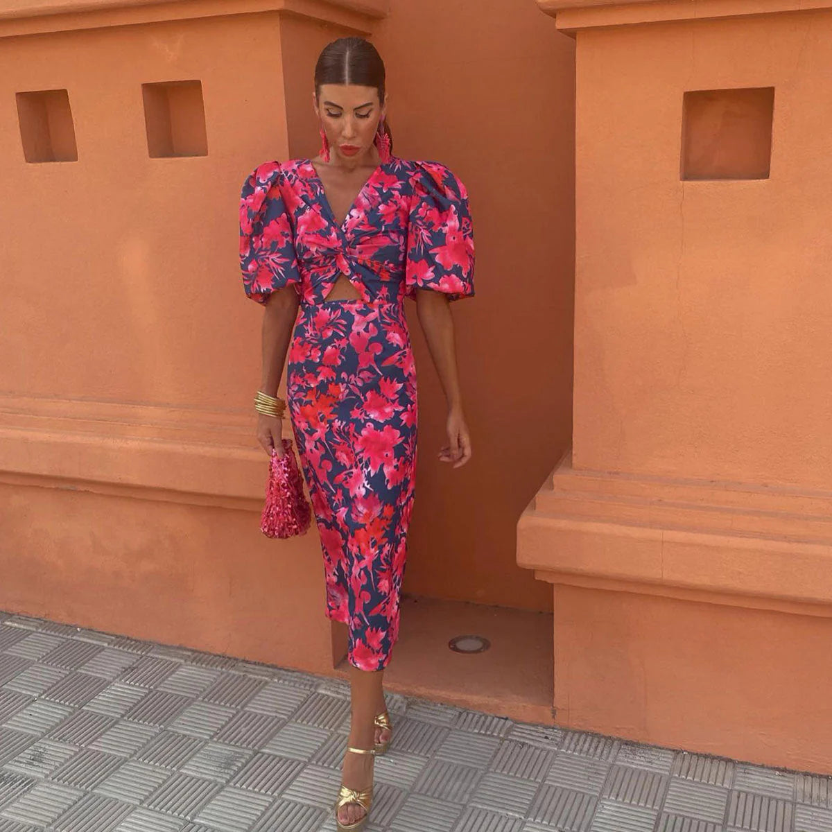 Simona™ | Robe Printanière à Manches Bouffantes