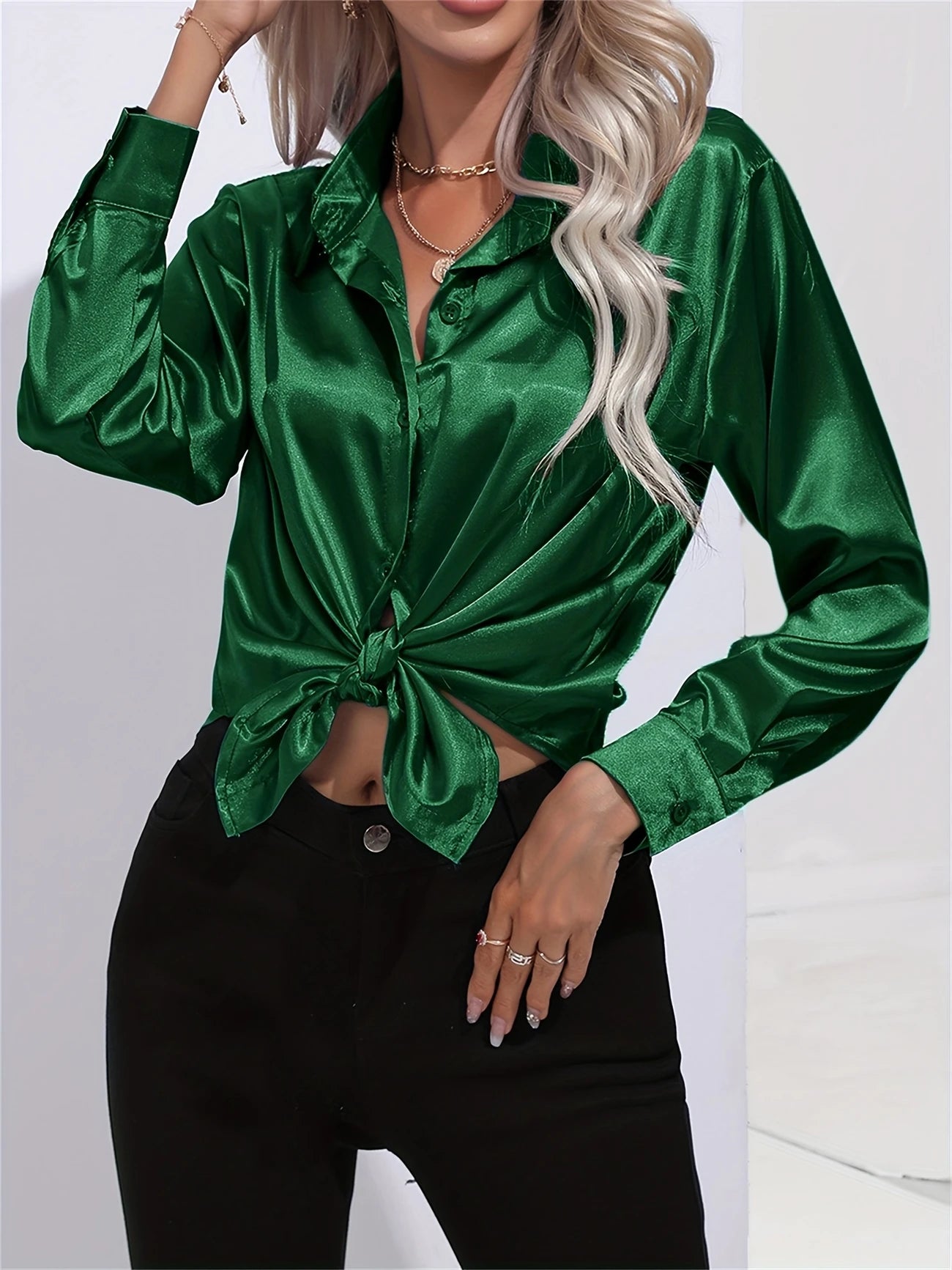 Ligne™ | Chemisier en satin polyester