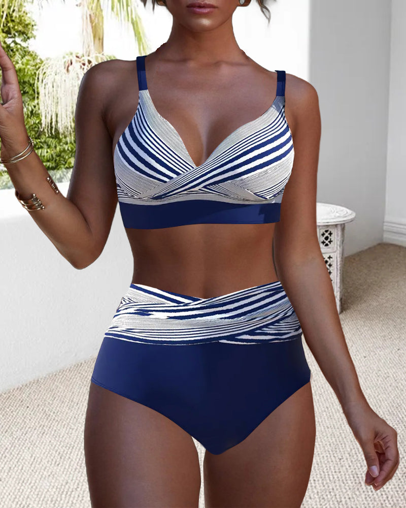 Bikini Rayé Push-Up Deux Pièces