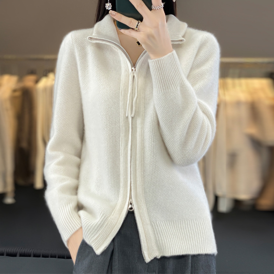 Ligne™ | Cardigan zippé en cachemire 100% laine