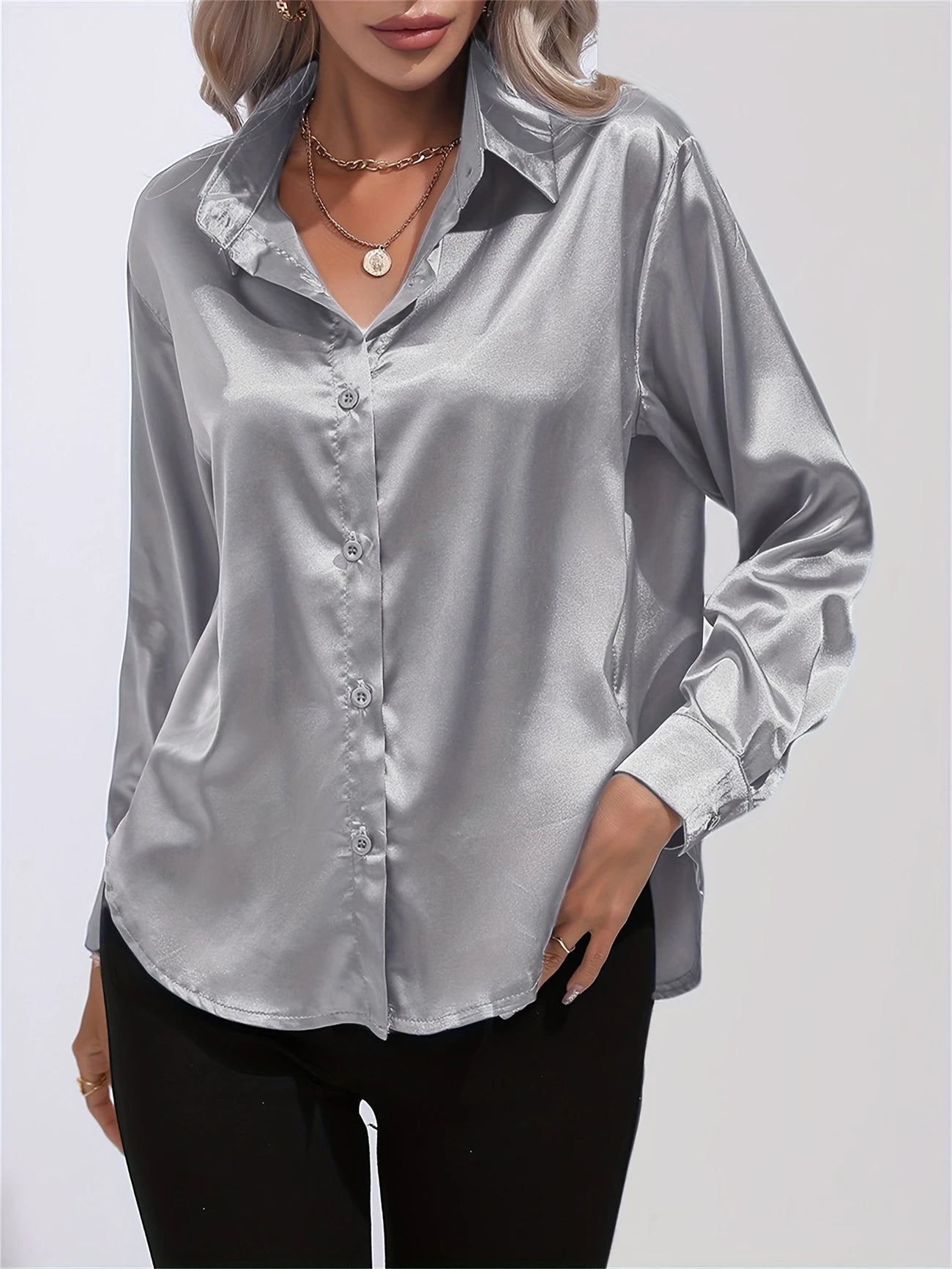 Ligne™ | Chemisier en satin polyester