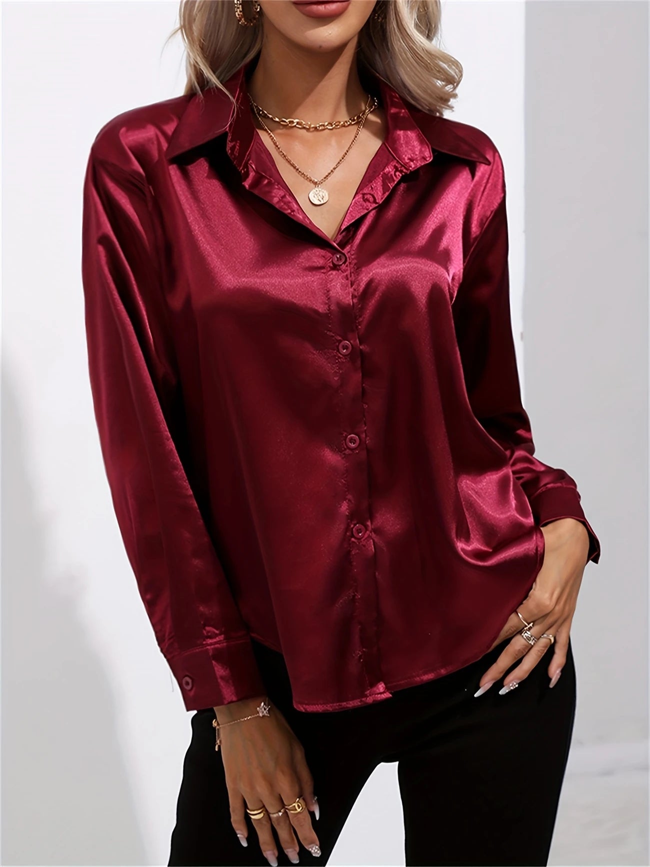 Ligne™ | Chemisier en satin polyester