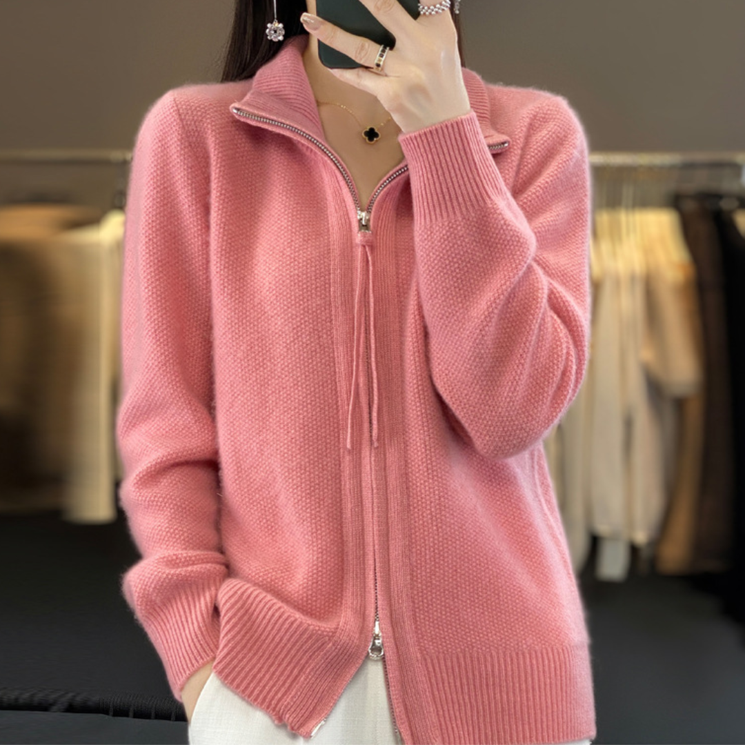 Ligne™ | Cardigan zippé en cachemire 100% laine
