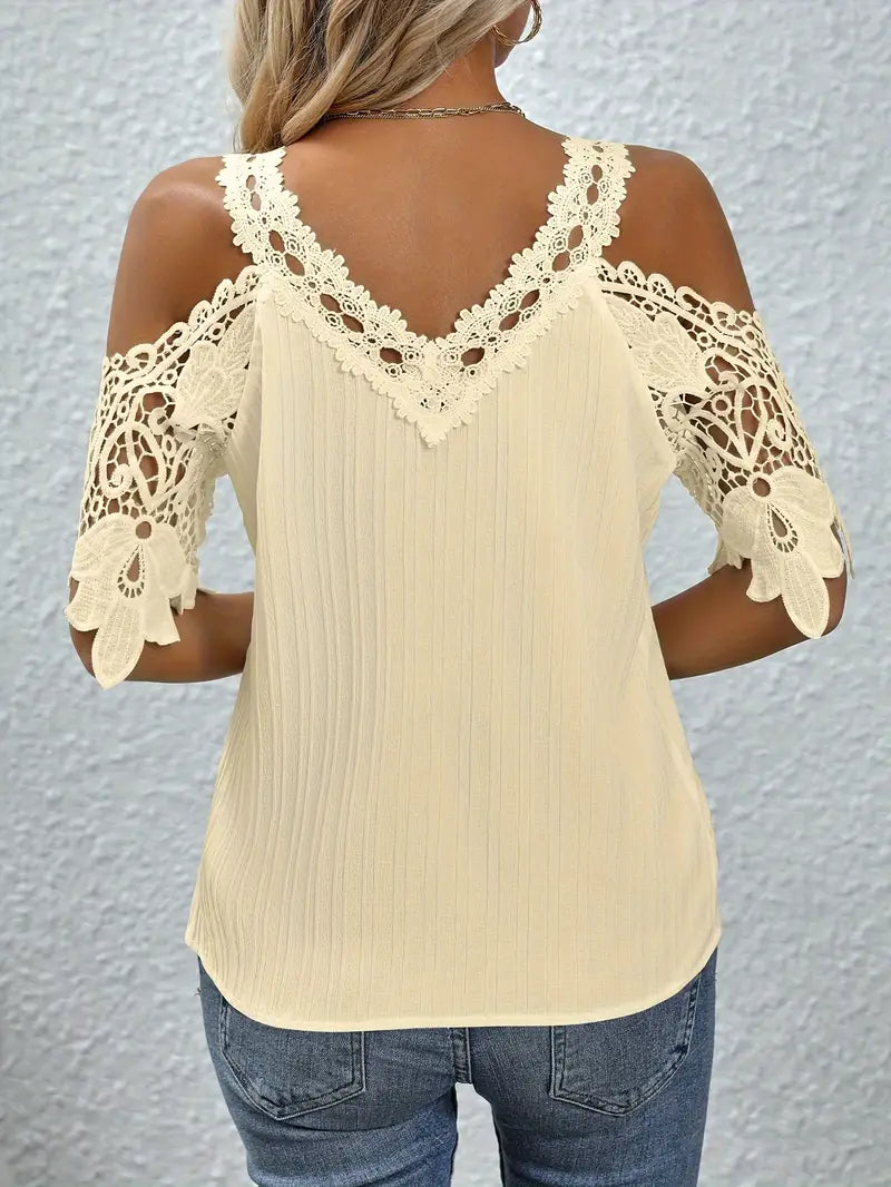 Ligne™ | Blouse avec dentelle contrastante