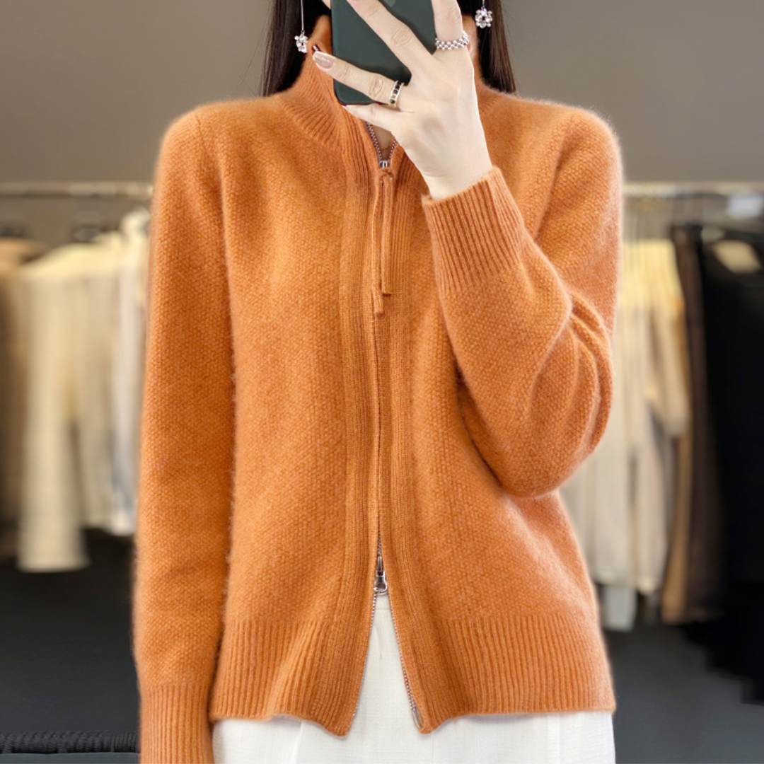 Ligne™ | Cardigan zippé en cachemire 100% laine
