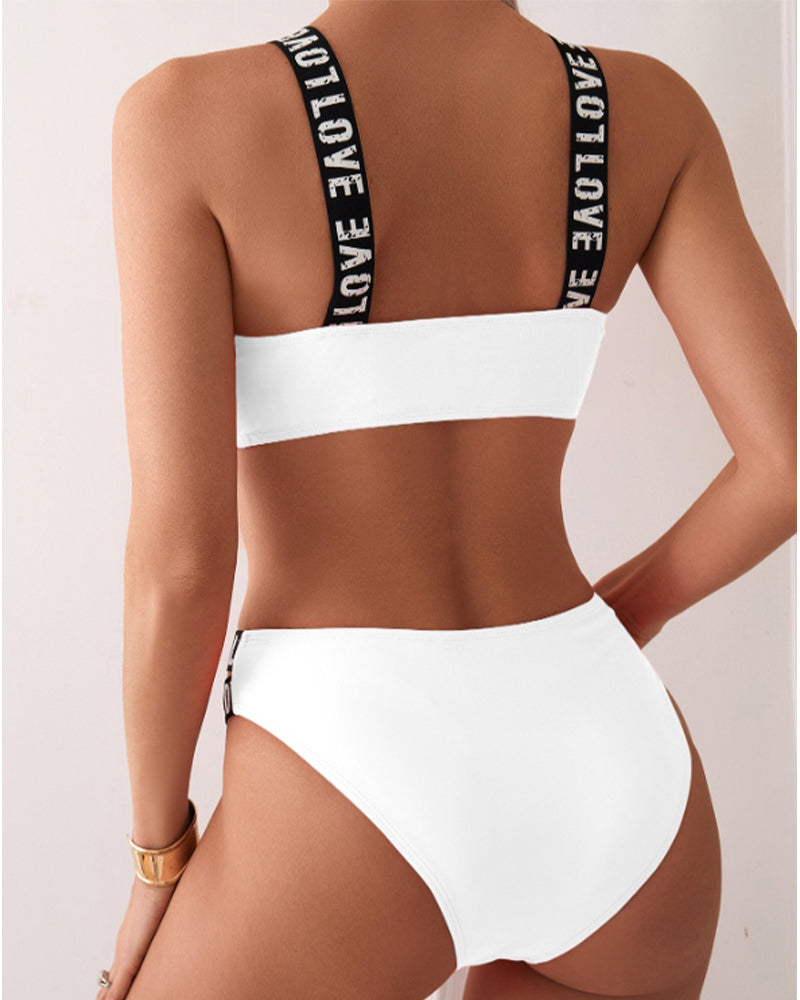 Bikini Lettre Bretelle Soutien-Gorge Deux Pièces