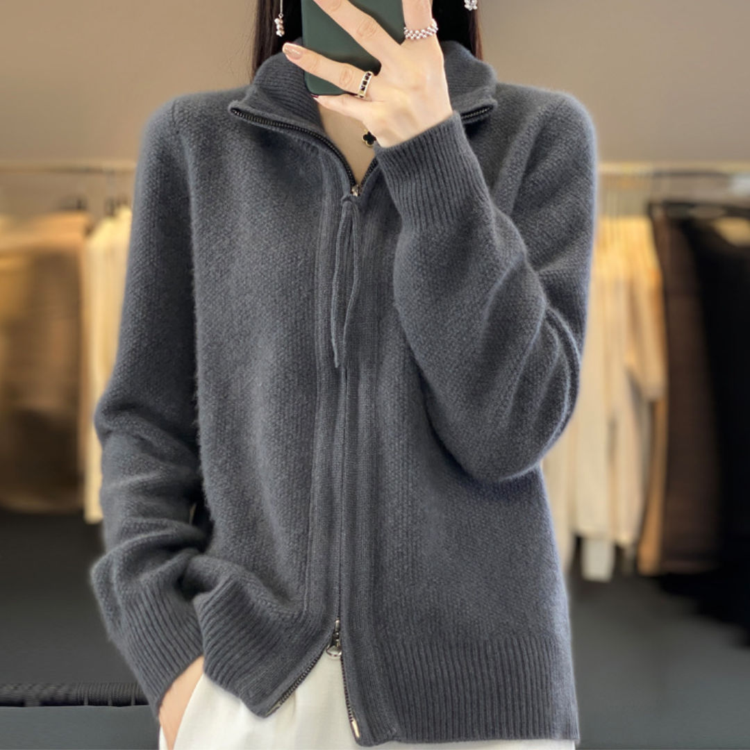 Ligne™ | Cardigan zippé en cachemire 100% laine