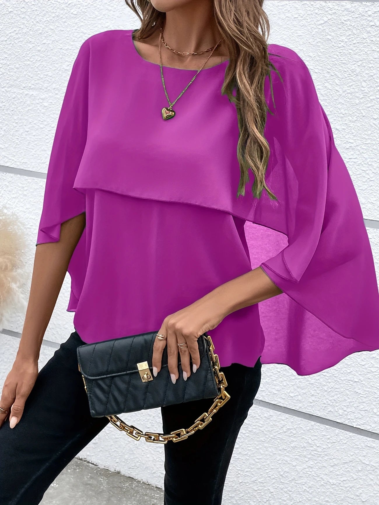 Ligne™ | Blouse Élégante à Manches Cape