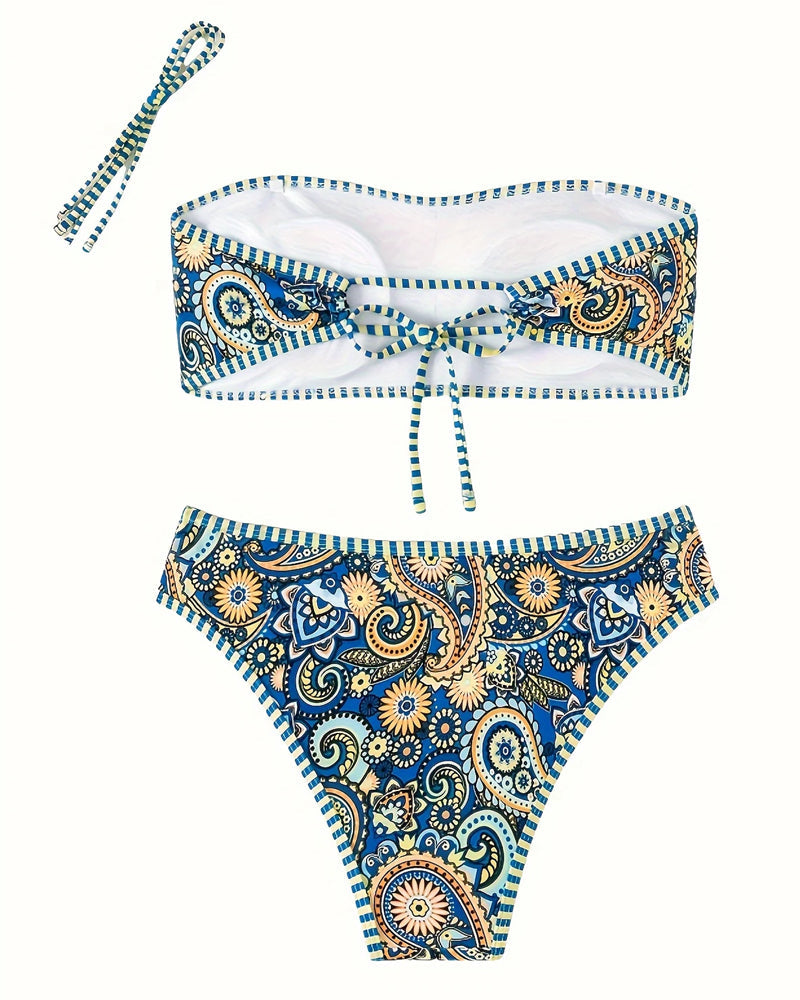 Maillot de bain Deux Pièces Imprimé Style Ethnique