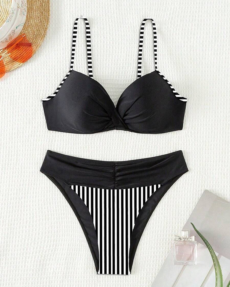 Bikini Sexy Rayé Contraste Triangle