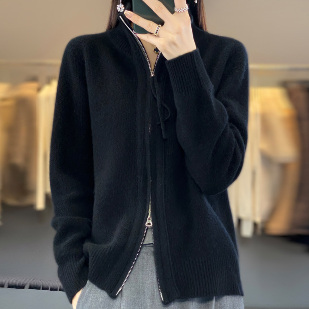 Ligne™ | Cardigan zippé en cachemire 100% laine