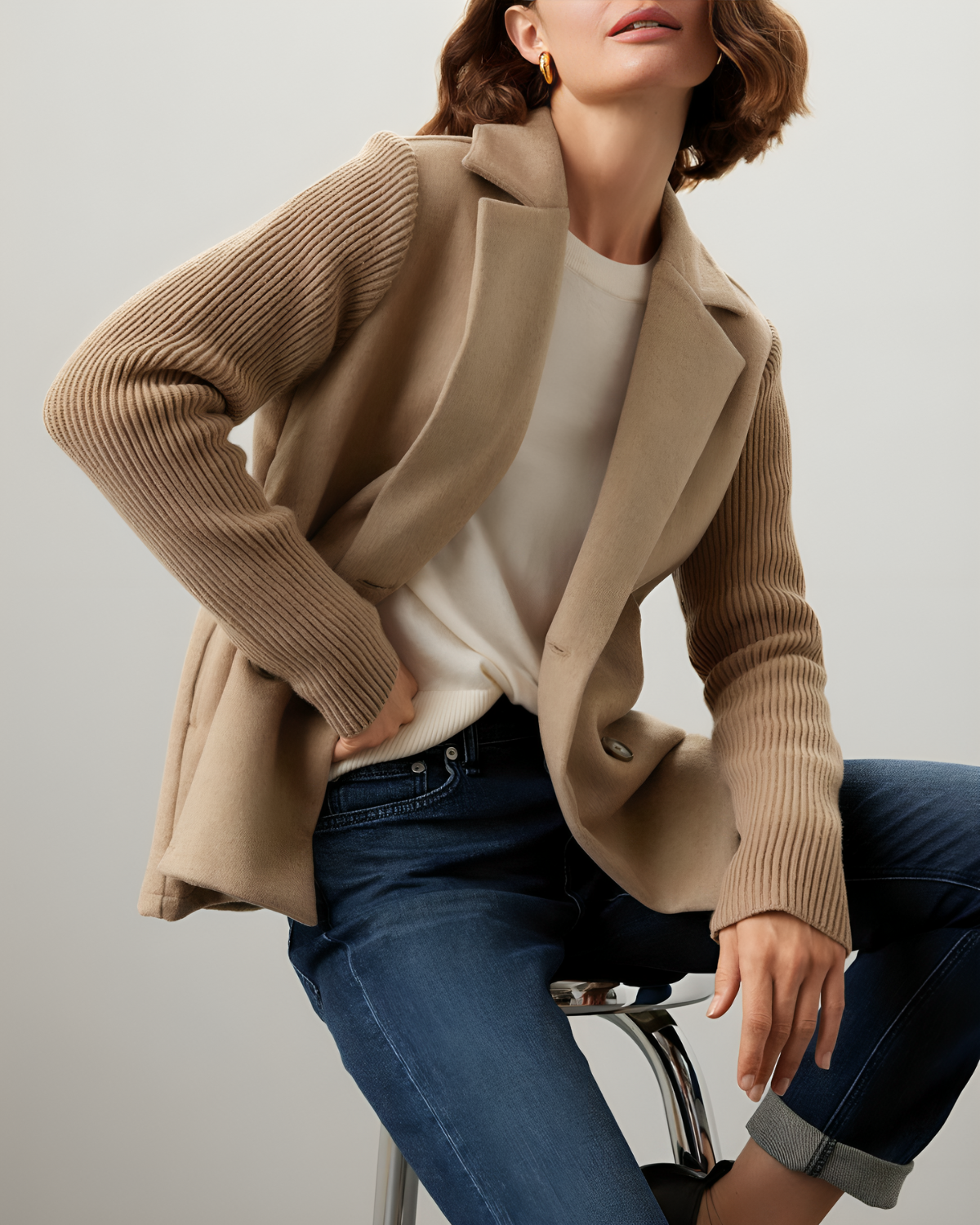 Ligne™ | Blazer Élégant à Manches Tricotées