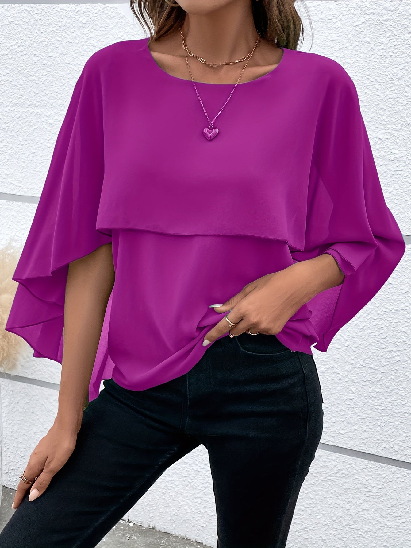 Ligne™ | Blouse Élégante à Manches Cape
