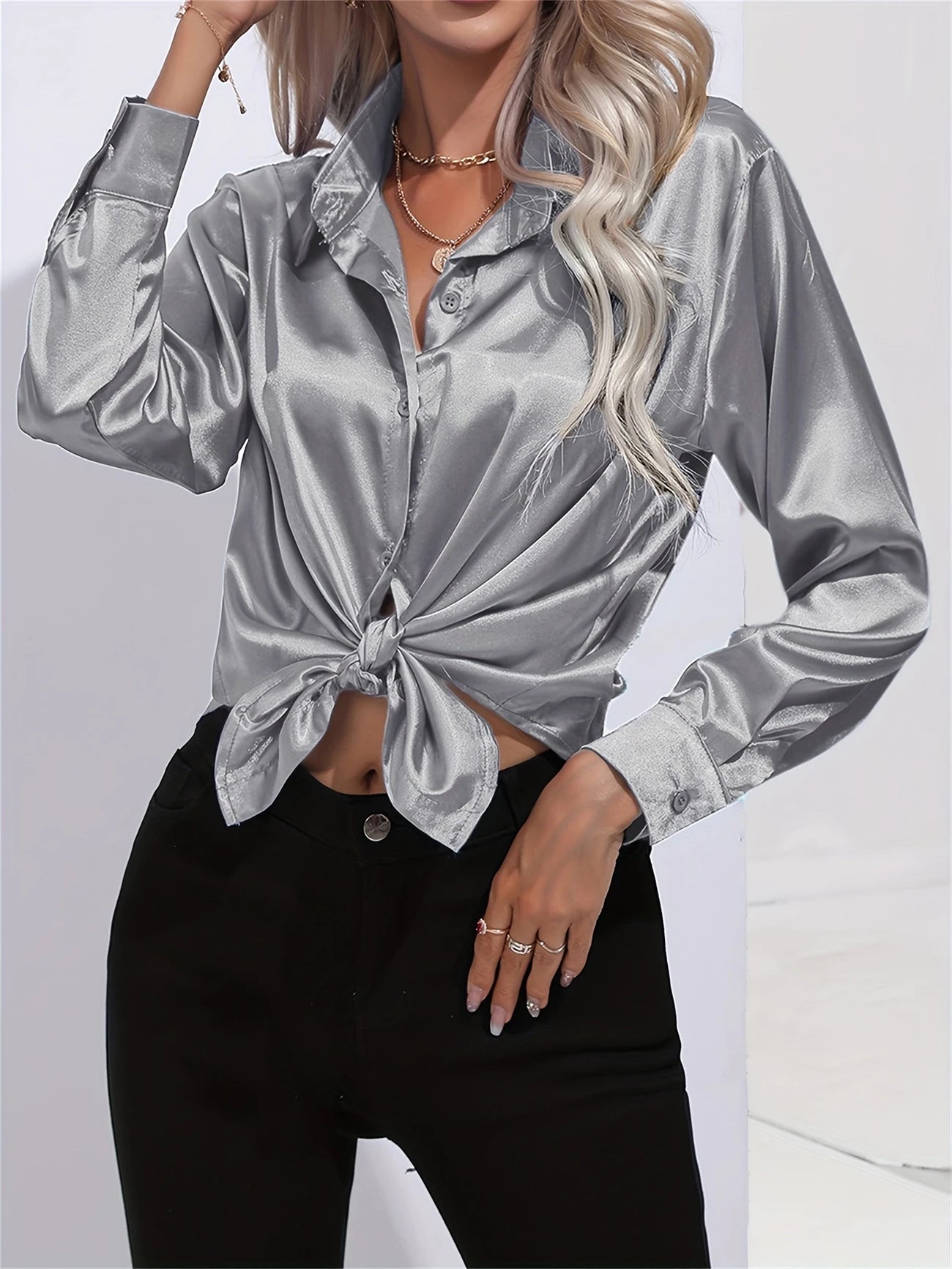 Ligne™ | Chemisier en satin polyester