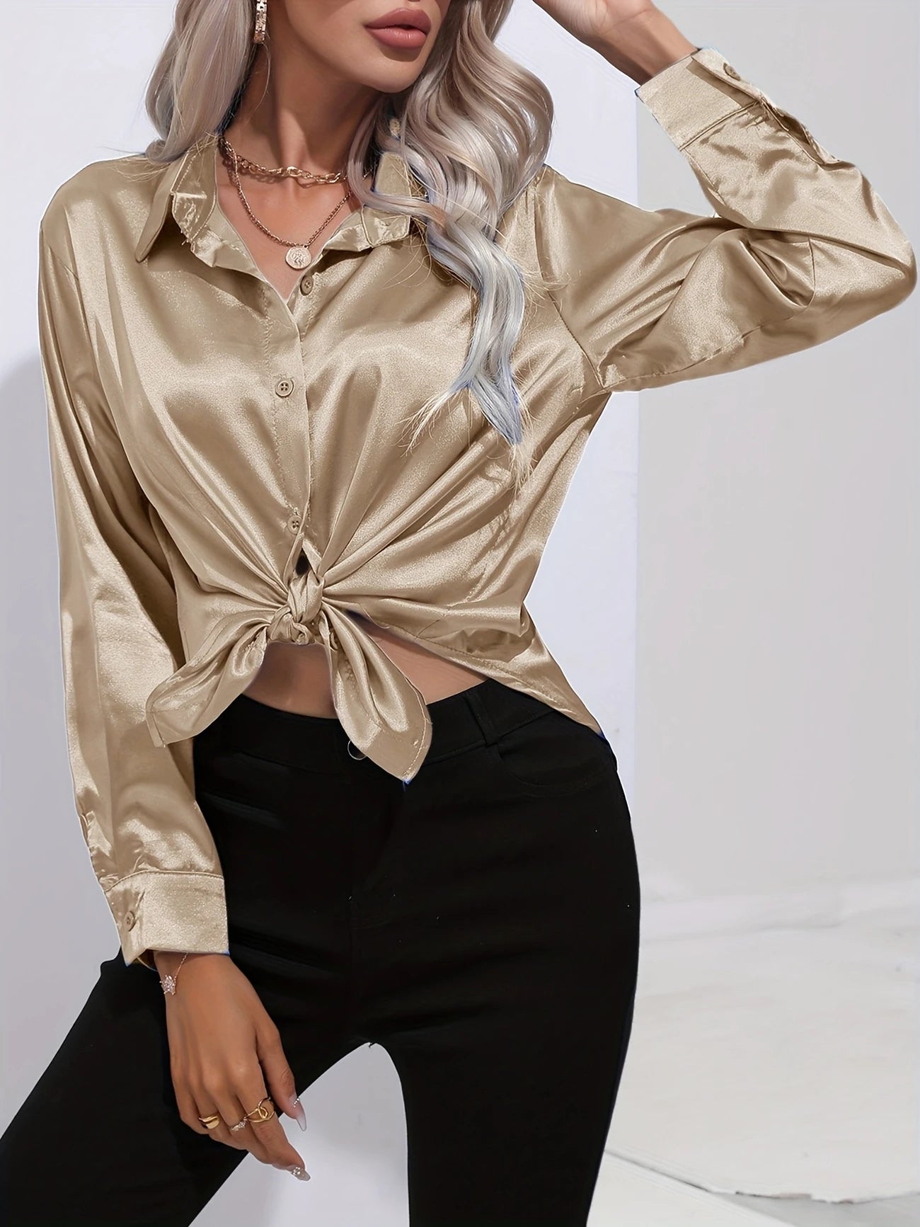 Ligne™ | Chemisier en satin polyester