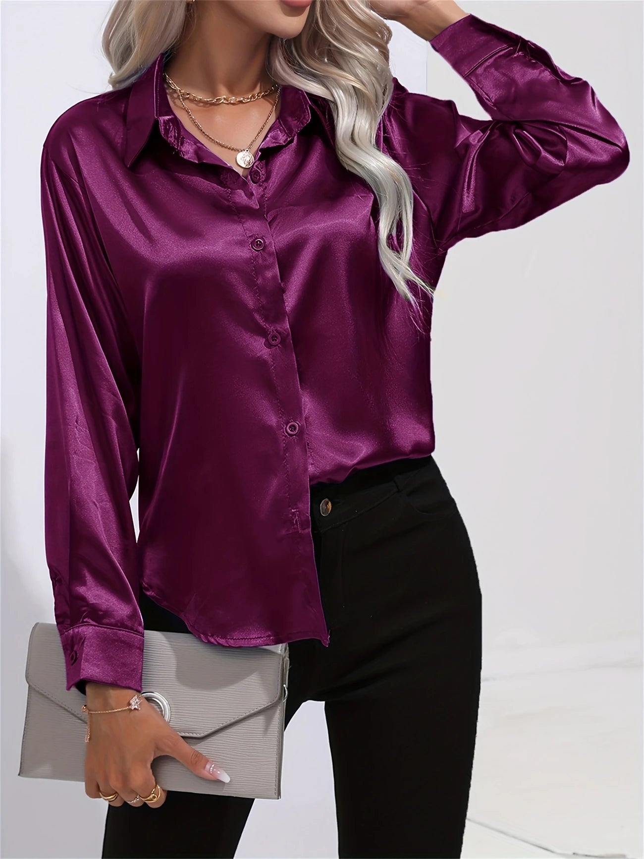 Ligne™ | Chemisier en satin polyester