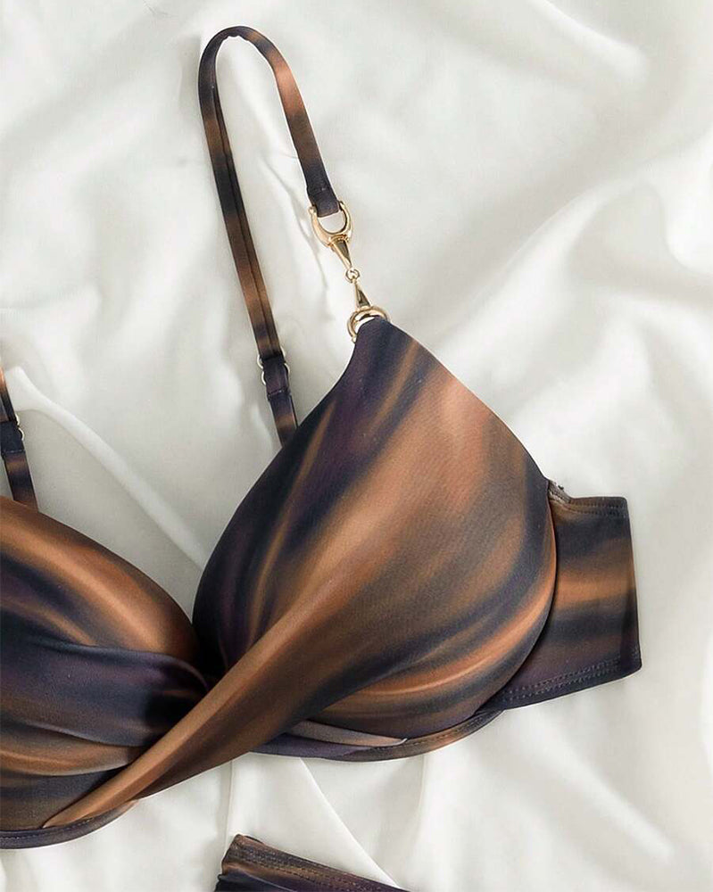 Bikini Rétro Dégradé Plissé Sexy