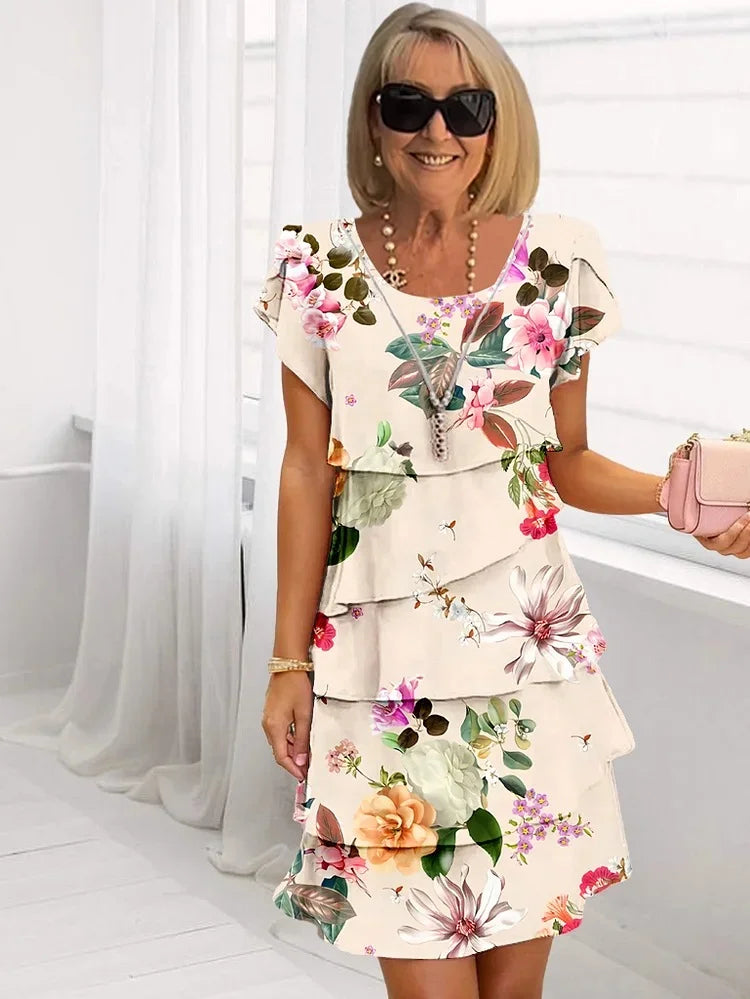 Ligne™ | Robe Fleurie Plissée à Volants