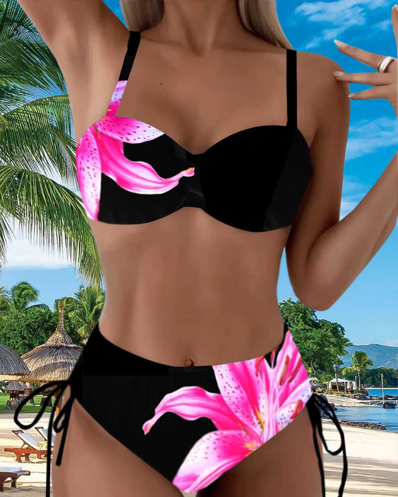 Bikini Triangle Cordon Imprimé Fleuri