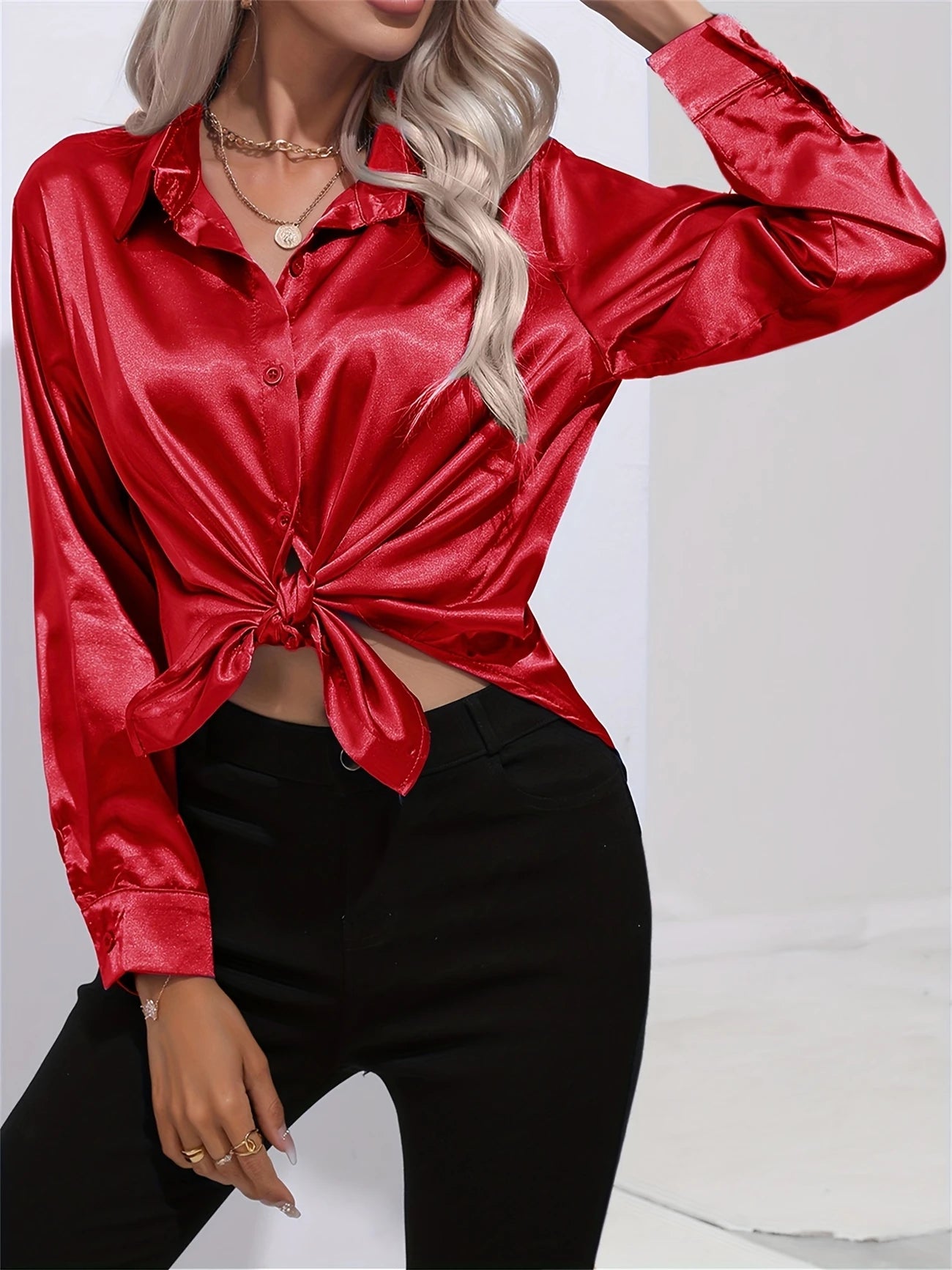 Ligne™ | Chemisier en satin polyester