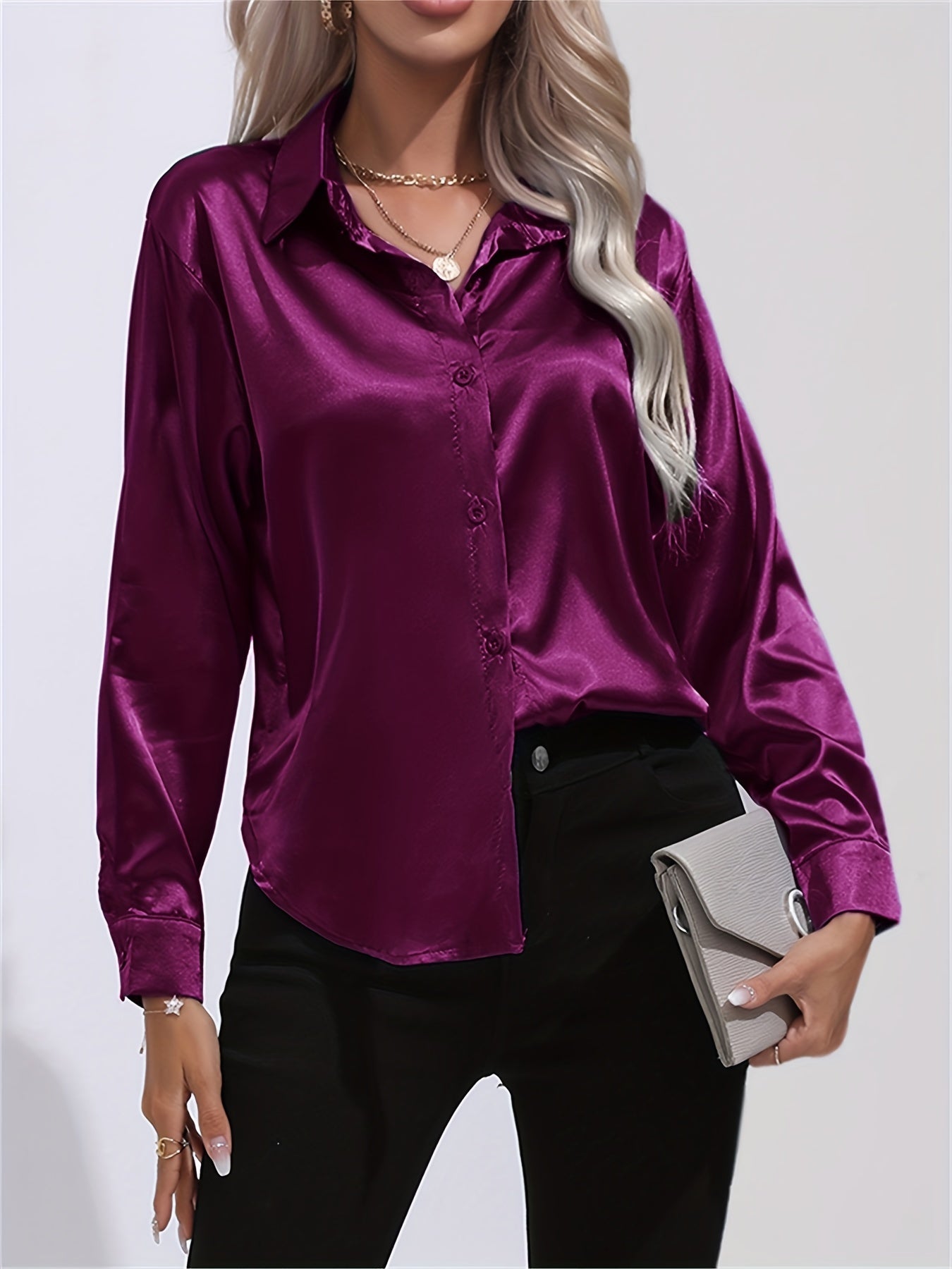 Ligne™ | Chemisier en satin polyester