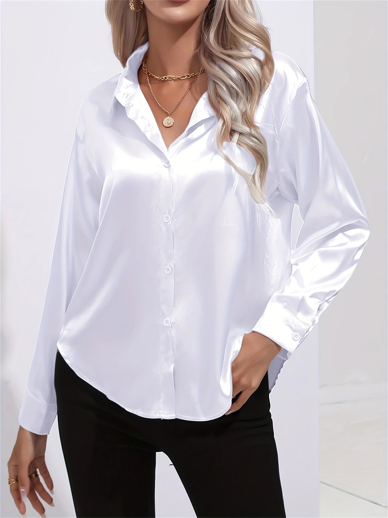 Ligne™ | Chemisier en satin polyester
