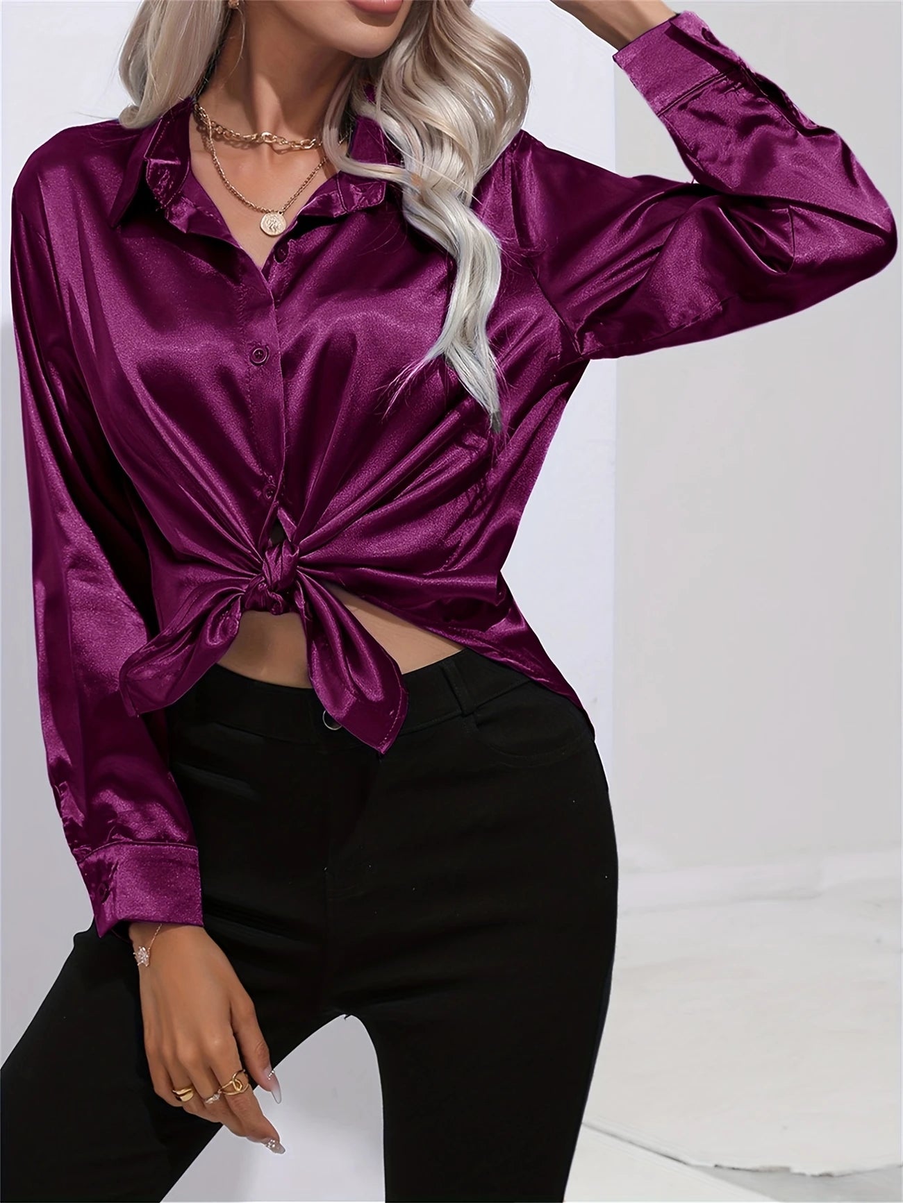 Ligne™ | Chemisier en satin polyester