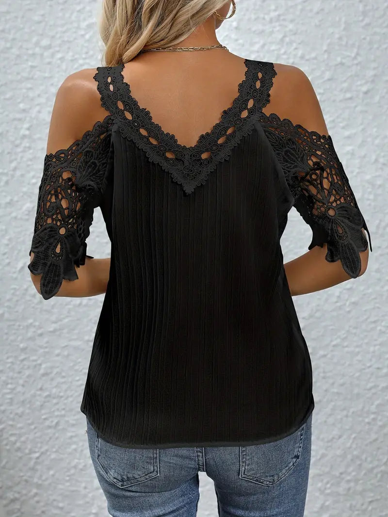 Ligne™ | Blouse avec dentelle contrastante