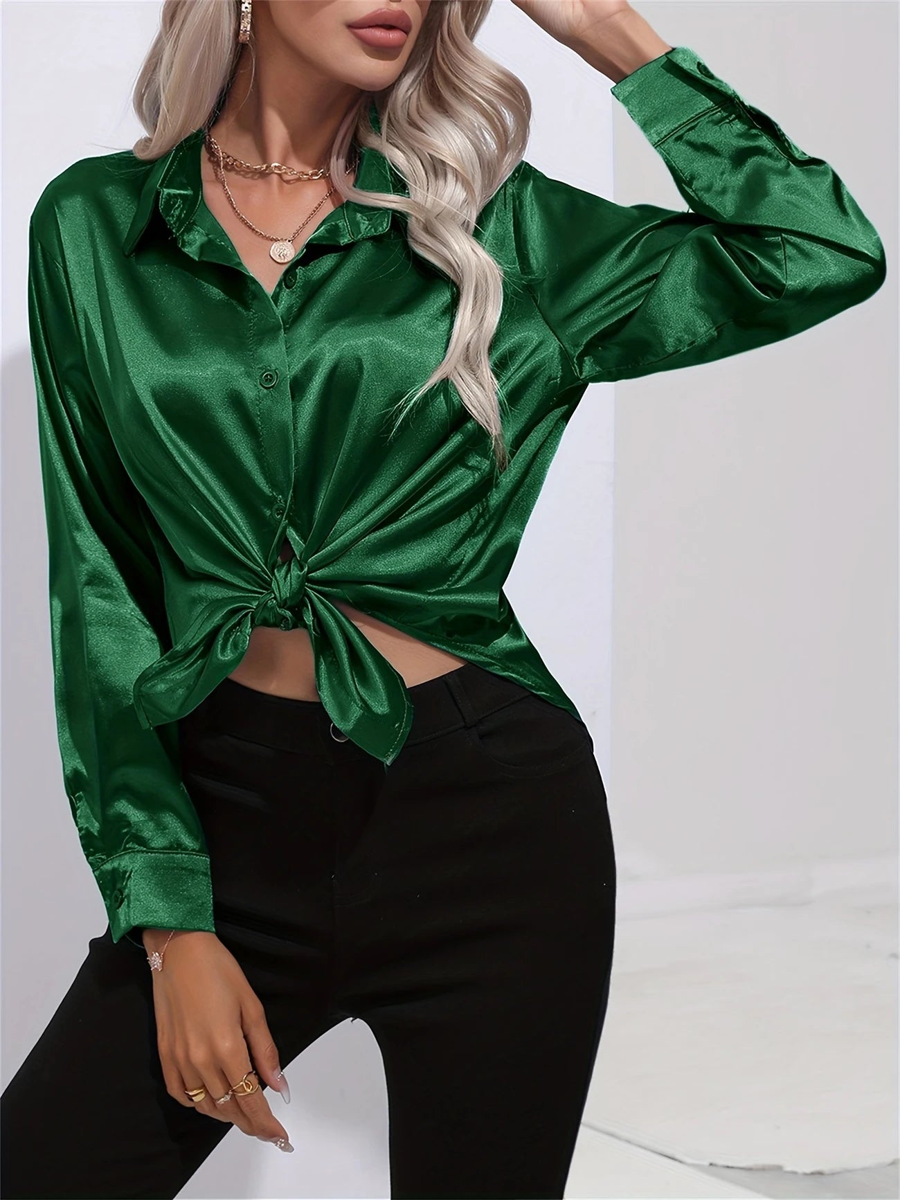 Ligne™ | Chemisier en satin polyester